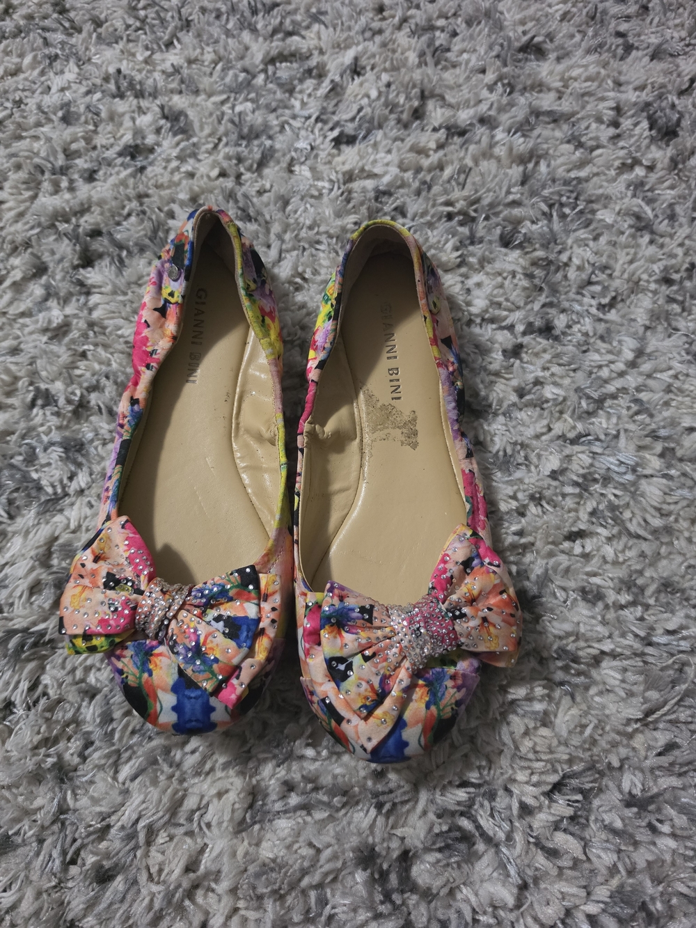 Gianni Bini Colorful Floral Bow Embellished Ballet Flats